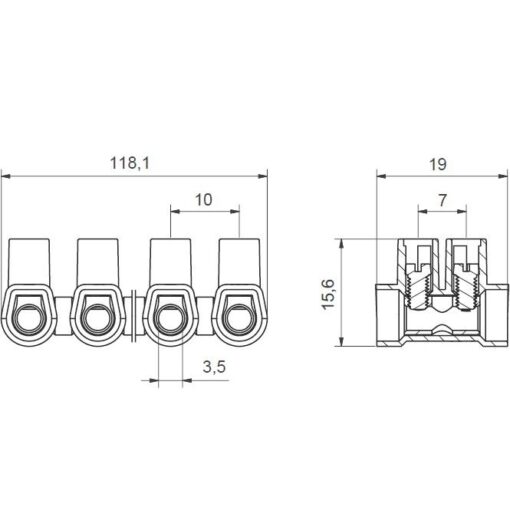 Listwa zaciskowa śrubowa termoplastyczna MT 106 N - 6 mm² - 12-torowa - obrazek 2