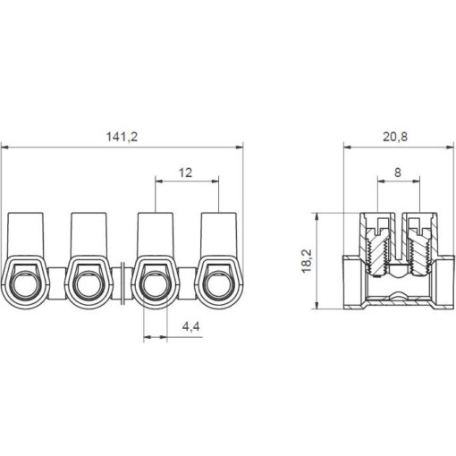 Listwa zaciskowa śrubowa termoplastyczna MT 110 N - 10 mm² - 12-torowa - obrazek 2