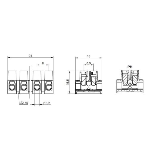 Listwa zaciskowa śrubowa termoplastyczna MT 1104 PH - 2,5 mm² - 12-torowa - obrazek 2