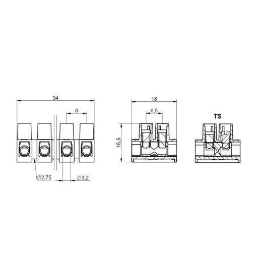 Listwa zaciskowa śrubowa termoplastyczna MT 1104 TS - 2,5 mm² - 12-torowa - obrazek 2
