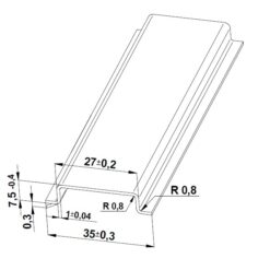 Szyna TS 35x7,5 stal nierdzewna (pełna) - 1000 mm (za szt.)