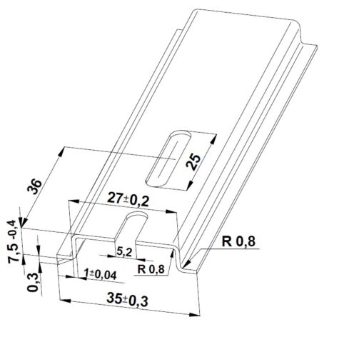 Szyna TS 35x7,5 ocynk (perforowana 5,2x25mm) - 1000 mm (za szt.)