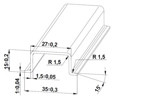 Szyna TS 35x15 ocynk (pełna) - 1000 mm (za szt.)