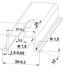 Szyna TS 35x15 ocynk (perforowana 5,2x25mm) - 2000 mm (za szt.)