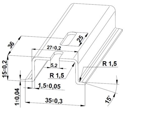 Szyna TS 35x15 ocynk (perforowana 5,2x25mm) - 1000 mm (za szt.)