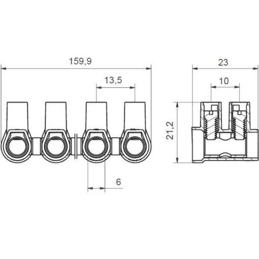 Listwa zaciskowa śrubowa termoplastyczna MT 116 N - 16 mm² - 12-torowa - obrazek 2