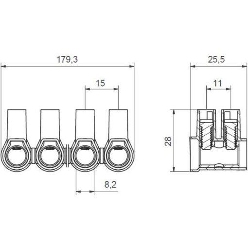 Listwa zaciskowa śrubowa termoplastyczna MT 135 N - 35 mm² - 12-torowa - obrazek 2