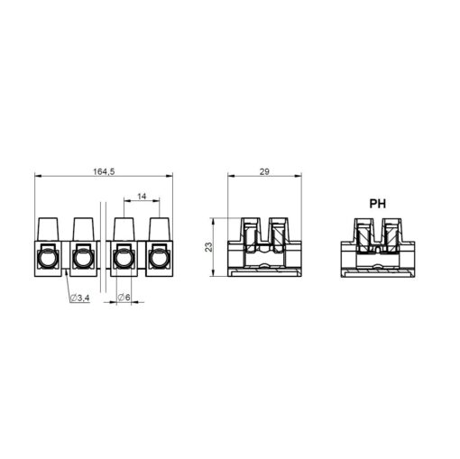 Listwa zaciskowa śrubowa termoplastyczna MT 1116 PH - 16 mm² - 12-torowa - obrazek 2