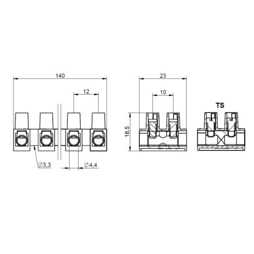 Listwa zaciskowa śrubowa termoplastyczna MT 1110 TS - 10 mm² - 12-torowa - obrazek 2