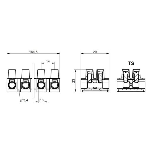 Listwa zaciskowa śrubowa termoplastyczna MT 1116 TS - 16 mm² - 12-torowa - obrazek 2
