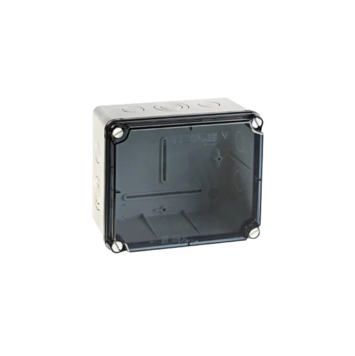 EXT171IP65-IP67-Puszka-hermetyczna-LIGHT-155x179x100-pokrywa-transparentna-z-oslabieniami-6xM25-4xM40